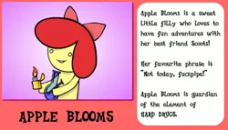 Size: 700x400 | Tagged: anthro, apple bloom, apple blooms, artist:catfood-mcfly, bio, bipedal, bong, derpibooru import, drugs, my little pony mark ii, safe, solo, vulgar