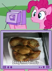 Size: 563x771 | Tagged: cookie, deep fried oreos, exploitable meme, food, food wishes, oreo, pinkie pie, safe, tv meme