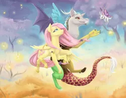 Size: 1013x788 | Tagged: dead source, safe, artist:mangestu, derpibooru import, angel bunny, discord, fluttershy, discoshy, female, glimmer wings, male, shipping, straight