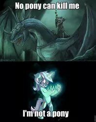 Size: 756x960 | Tagged: artist:atryl, artist:turbosolid, crossover, eowyn, fell beast, hand, humie, lord of the rings, lyra heartstrings, nazgul, ponified, safe, tolkien, witch king of angmar