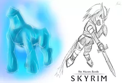 Size: 1024x695 | Tagged: argonian, armor, artist:ryuukiba, atronach, derpibooru import, ponified, safe, skyrim, the elder scrolls