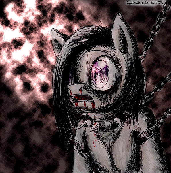 Size: 1488x1500 | Tagged: artist:edo--sama, chains, collar, derpibooru import, grimdark, marble pie