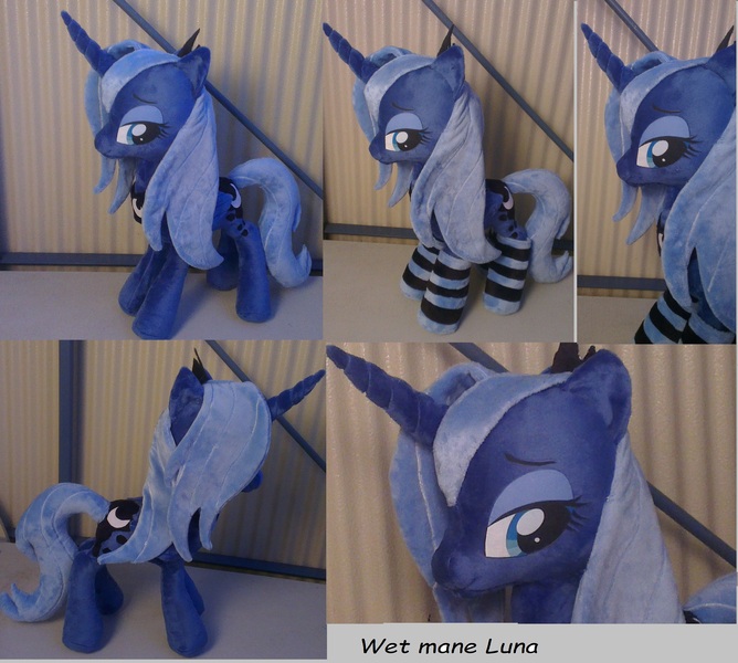 Size: 3848x3456 | Tagged: artist:epicrainbowcrafts, bedroom eyes, clothes, derpibooru import, irl, photo, plushie, princess luna, s1 luna, safe, socks, solo, striped socks, wet mane