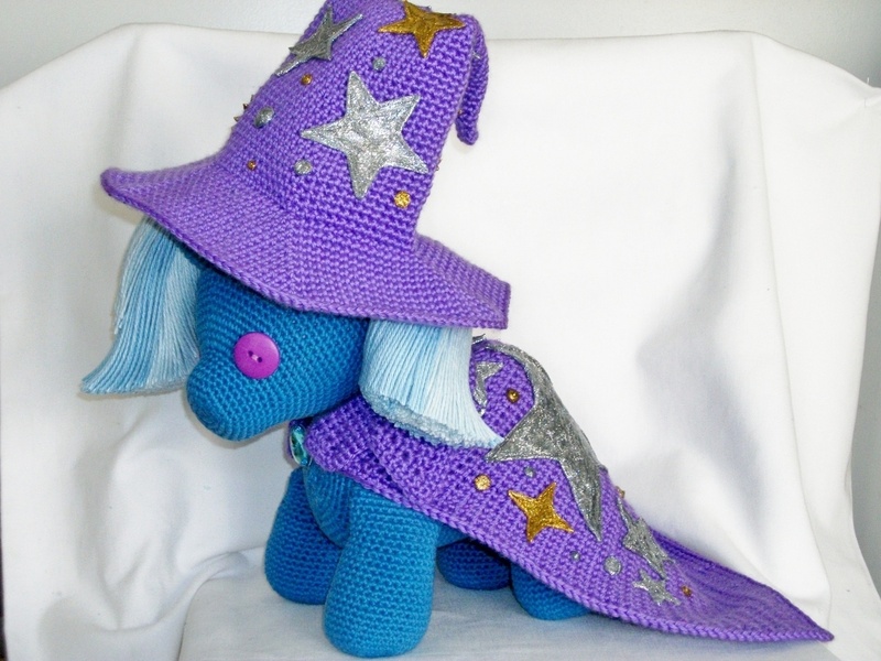 Size: 1280x960 | Tagged: safe, artist:masterplanner, derpibooru import, trixie, pony, unicorn, amigurumi, crochet, female, irl, mare, photo, plushie, solo