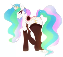 Size: 1000x900 | Tagged: alicorn, artist:si1vr, clothes, derpibooru import, female, plot, princess celestia, saddle, simple background, solo, solo female, stockings, suggestive, sunbutt