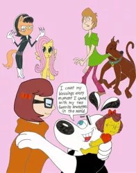 Size: 1670x2134 | Tagged: artist:cartuneslover16, crossover, derpibooru import, dudley puppy, fluttershy, kitty katswell, non-mlp oc, oc, safe, scooby doo, shaggy rogers, the simpsons, tuff puppy, velma dinkley, why cartuneslover why?