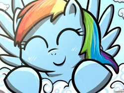 Size: 800x600 | Tagged: safe, artist:pokehidden, artist:vipexartz, banned from derpibooru, deleted from derpibooru, derpibooru import, rainbow dash, pegasus, pony, cloud, cute, dashabetes, eyes closed, female, image, lying on a cloud, mare, png, solo, sun ray