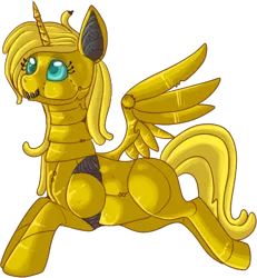 Size: 405x438 | Tagged: safe, artist:lulubell, derpibooru import, oc, oc:ticket, unofficial characters only, alicorn, pony, robot, alicorn oc, simple background, solo, transparent background