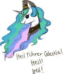 Size: 642x758 | Tagged: safe, artist:littlelacedress, derpibooru import, princess celestia, alicorn, pony, bust, clothes, female, heil, iron cross, mare, nazi, open mouth, portrait, simple background, solo, transparent background