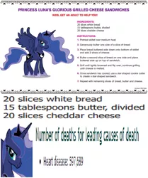 Size: 968x1156 | Tagged: cheese, glorious grilled cheese, grilled cheese, official, princess luna, safe, slightly unhealthy, text