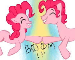 Size: 1000x800 | Tagged: artist:pinkpopcornwithsoda, bubble berry, bubblepie, derpibooru import, female, happy, hoofbump, male, pinkie pie, rule 63, safe, selfcest, self ponidox, shipping, simple background, straight, transparent background, xk-class end-of-the-world scenario