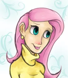 Size: 700x800 | Tagged: artist:ressq, derpibooru import, fluttershy, humanized, safe