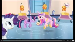 Size: 962x550 | Tagged: derpibooru import, games ponies play, princess cadance, rarity, safe, sunshine sunshine, twilight sparkle