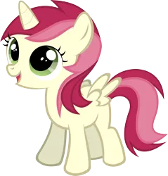 Size: 3330x3488 | Tagged: safe, artist:videogamesizzle, derpibooru import, roseluck, alicorn, pony, alicornified, filly, race swap, rosecorn, simple background, solo, transparent background, vector