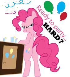 Size: 2588x2867 | Tagged: suggestive, artist:hoodie-stalker, derpibooru import, pinkie pie, earth pony, pony, bipedal, butt, female, plot, simple background, solo, transparent background, vector