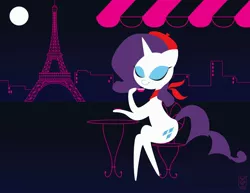 Size: 3300x2550 | Tagged: artist:inspectornills, derpibooru import, eiffel tower, france, french, french rarity, moon, night, paris, rarity, safe, solo, table