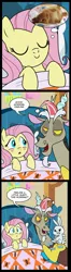 Size: 682x2585 | Tagged: angel bunny, artist:madmax, bed, blushing, blush sticker, comic, discord, dream, fluttershy, hat, q, rabbit, safe, star trek, star trek: the next generation