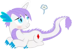 Size: 2400x1639 | Tagged: artist:rainbowgambler, derpibooru import, dracony, gem, hybrid, interspecies offspring, my little pony genesis, oc, oc:gem, offspring, parent:rarity, parent:spike, parents:sparity, safe, simple background, solo, unofficial characters only