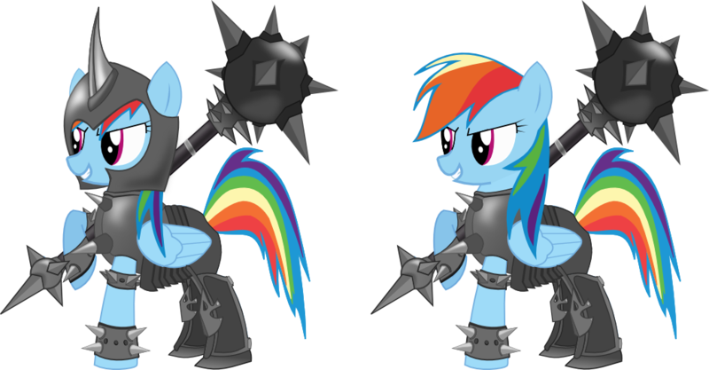 Size: 1034x539 | Tagged: armor, artist:faultekaiser, crossover, derpibooru import, league of legends, mace, mordekaiser, rainbow dash, safe, simple background, transparent background, warrior