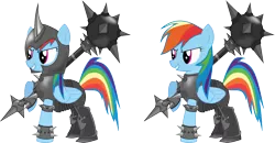 Size: 1034x539 | Tagged: armor, artist:faultekaiser, crossover, derpibooru import, league of legends, mace, mordekaiser, rainbow dash, safe, simple background, transparent background, warrior