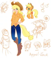 Size: 700x800 | Tagged: apple bloom, applejack, artist:y.i, big macintosh, derpibooru import, granny smith, humanized, korean, pixiv, safe, tailed humanization