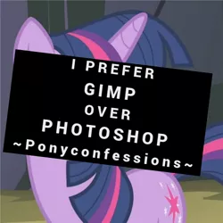 Size: 530x530 | Tagged: derpibooru import, gimp, photoshop, pony confessions, roboto, safe, text, twilight sparkle