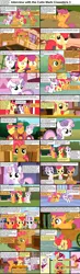 Size: 1282x4375 | Tagged: adorababs, adorabloom, apple bloom, babs seed, background pony, caption, comic, comic:celestia's servant interview, cute, cutealoo, cutie mark crusaders, derpibooru import, diasweetes, hilarious in hindsight, interview, safe, scootaloo, sweetie belle