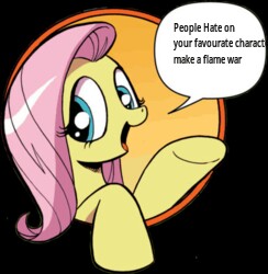 Size: 244x250 | Tagged: safe, derpibooru import, idw, fluttershy, pony, bad advice fluttershy, dialogue, exploitable meme, female, mare, meme, open mouth, smiling, solo