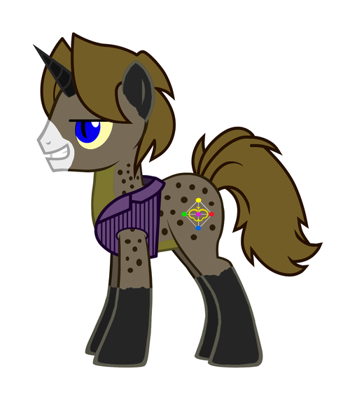 Size: 1760x2072 | Tagged: safe, derpibooru import, oc, unofficial characters only, pony, unicorn, pony creator, antagonist, chaos, cultist, donut steel, evil, fanmade ponysona, insanity, magic, oc villain, religion, simple background, vector, white background