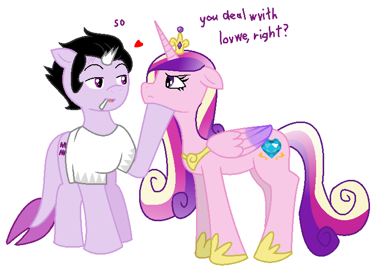 Size: 756x560 | Tagged: artist:voltrathelively, broken horn, cigarette, cronus ampora, crossover, homestuck, ponified, princess cadance, safe, scar