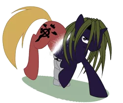 Size: 2110x1764 | Tagged: safe, artist:turrkoise, derpibooru import, ponified, pony, unicorn, envy the jealous, fake cutie mark, fullmetal alchemist, glare, looking at you, male, narrowed eyes, raised hoof, shapeshifting, solo, stallion