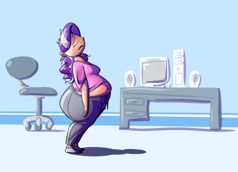 Size: 1280x926 | Tagged: artist:secretgoombaman12345, ask chubby diamond, ass, bad hair, belly, belly button, chubby diamond, derpibooru import, diamond tiara, fat, human, humanized, muffin top, safe, solo