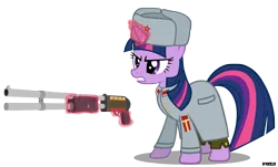 Size: 3300x1997 | Tagged: angry, artist:a4r91n, clothes, coat, command and conquer, crossover, derpibooru import, gun, hat, magic, must crush capitalism, red alert, russian, safe, shotgun, simple background, soviet, soviet union, transparent background, twilight sparkle, vector