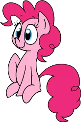 Size: 897x1355 | Tagged: dead source, safe, artist:strangiesleepy, derpibooru import, pinkie pie, earth pony, pony, cute, diapinkes, female, mare, missing cutie mark, simple background, sitting, solo, transparent background