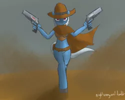 Size: 1280x1024 | Tagged: 30 minute art challenge, anthro, artist:keilinkzone, bottomless, cowgirl, gun, no trigger discipline, safe, trixie