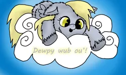 Size: 1024x610 | Tagged: safe, artist:inkiepie, derpibooru import, derpy hooves, fluffy pony, pegasus, pony, cloud, female, fluffyderpy, mare