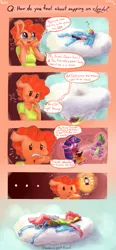 Size: 1087x2344 | Tagged: anthro, artist:siden, cloud, comic, derpibooru import, heartwarming, magic, pinkie pie, pony pile, rainbow dash, rainbow dash is a potato, safe, spike, tired pie, twilight sparkle, unguligrade anthro