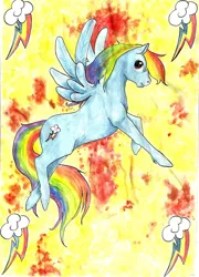 Size: 1664x2315 | Tagged: safe, artist:raevenilonka, derpibooru import, rainbow dash, cutie mark, solo, traditional art