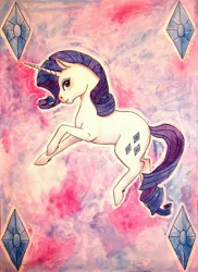 Size: 2238x3078 | Tagged: safe, artist:raevenilonka, derpibooru import, rarity, cutie mark, solo, traditional art