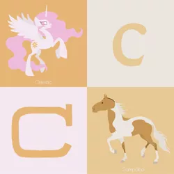 Size: 900x900 | Tagged: alphabet, artist:citron--vert, c, campolina, derpibooru import, horse, looking at you, missing accessory, open mouth, pink mane, pink-mane celestia, princess celestia, raised hoof, raised leg, rearing, safe, smiling, spread wings, wings