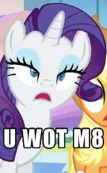 Size: 190x309 | Tagged: faic, image macro, meme, rarity, reaction image, safe, u wot m8