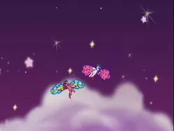 Size: 640x480 | Tagged: cloud, derpibooru import, flying, g3, heart bright, safe, space, star flight, two for the sky, wind