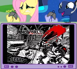 Size: 1126x1000 | Tagged: derpibooru import, exploitable meme, fluttercry, fluttershy, gamer luna, gamer meme, gamershy, madworld, meme, obligatory pony, princess luna, safe, tv meme