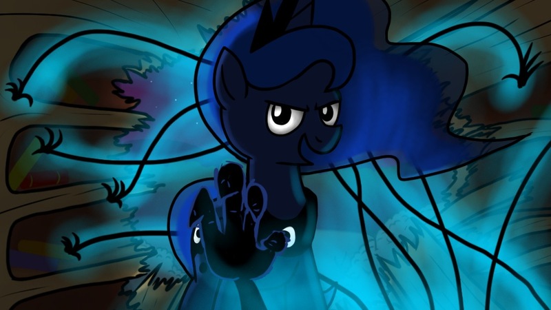 Size: 1024x576 | Tagged: artist:petirep, derpibooru import, haunting nightmare, princess luna, rainbow dash presents, safe