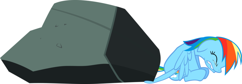 Size: 6001x2092 | Tagged: artist:sairoch, crying, derpibooru import, rainbow dash, rock, safe, simple background, tom, transparent background, trapped, vector
