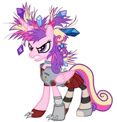 Size: 4800x5000 | Tagged: absurd resolution, alternate hairstyle, amputee, angry, artist:beavernator, bad hair, borderlands, borderlands 2, clothes, crossover, derpibooru import, gaige, games ponies play, mechromancer, messy mane, parody, porcupine hair, princess cadance, prosthetic limb, safe, simple background, solo, transparent background, vector