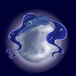 Size: 894x894 | Tagged: artist:moonstone-fox, derpibooru import, moon, princess luna, prone, safe, solo, tangible heavenly object