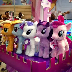 Size: 500x500 | Tagged: safe, derpibooru import, official, applejack, pinkie pie, rainbow dash, rarity, twilight sparkle, earth pony, pegasus, pony, unicorn, aurora, irl, photo, plushie