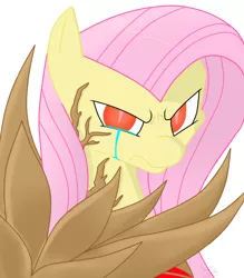 Size: 700x800 | Tagged: artist:moonstone-fox, corrupted, derpibooru import, fluttershy, grimdark