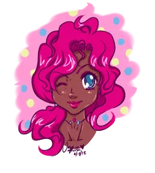 Size: 349x390 | Tagged: artist:jazzie-simone, dark skin, derpibooru import, humanized, pinkie pie, safe